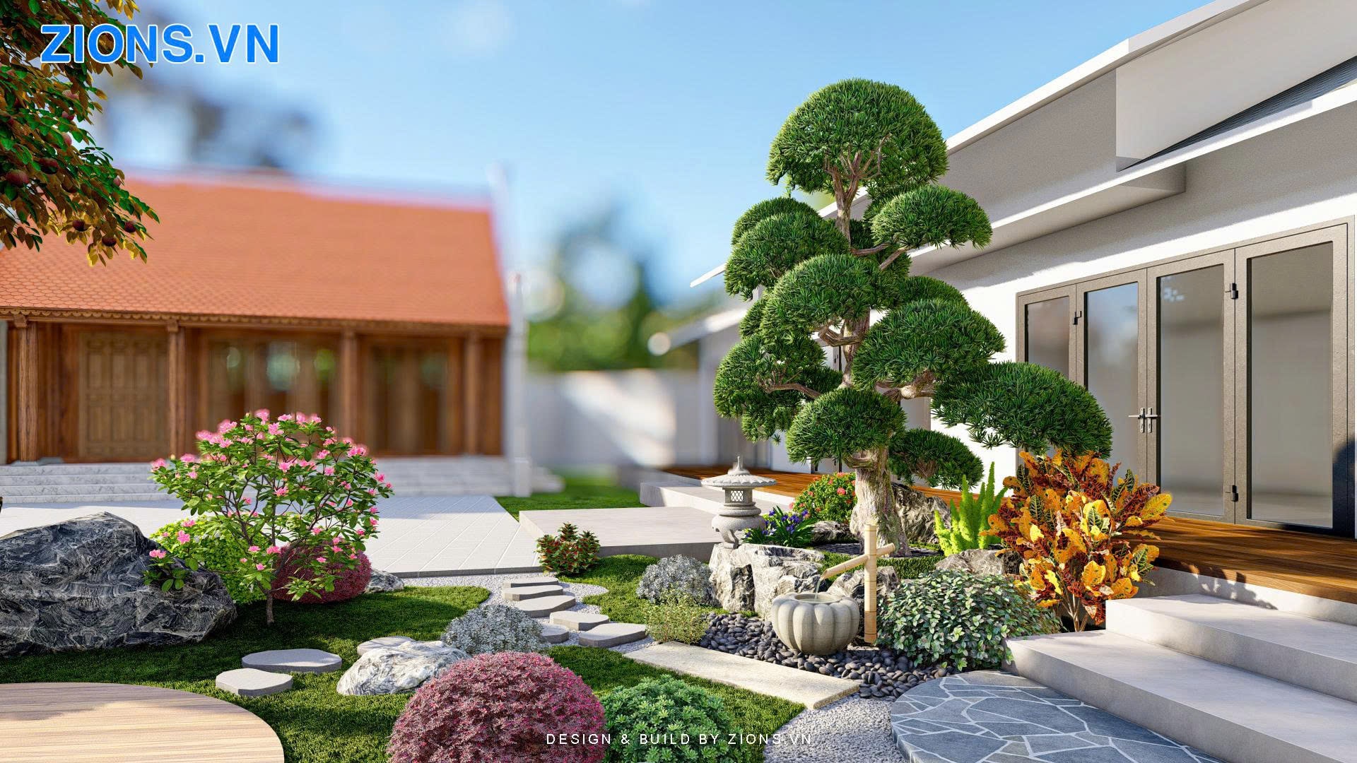 Thiết kế thi công sân vườn nhà thờ họ tại Bắc Giang Thiết kế thi công sân vườn nhà thờ họ tại Bắc Giang